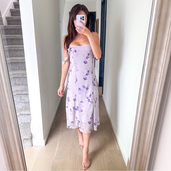 💕SOLD💕UNIF Y2K Deadstock Lavender Louie Floral Dress XS Feminine Dress - Picture 3 of 6